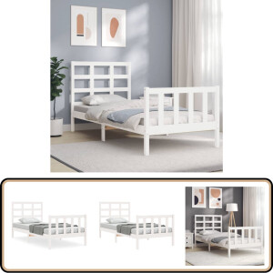 vidaXL Wit Grenen Bedframe 140x200 cm Massief Hout Bed Frame - Grenenhouten Bed - Wit Bed - Tweepersoons Bed - Boxspring Bed