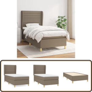 vidaXL Boxspring met Matras 90x190 cm Taupe Boxspring - Boxspringbed - Tweepersoonsbed - Slaapcomfort - Pocketed Veren