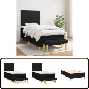 vidaXL Boxspring met matras - Zwart - 100x200 cm Boxspring Bed - Boxspring - Tweepersoonsbed - Pocketvering - Zitzitting