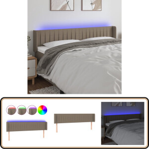 vidaXL Hoofdbord LED 163x16x78 cm Taupe Stof Klassieke Hoofdbord - Led Hoofdbord - Hoofdboard Met Verlichting - Slaapkamersdecoratie - Taupestof