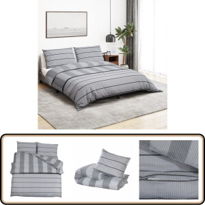 vidaXL Dekbedovertrekset - 200x200 cm - Katoen - Grijs Dekbed - Dekbedden - Dekbedovertrek - Overtrek