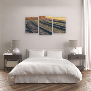 Artaza Canvas Schilderij Drieluik Rails Spoorwegen Naast Elkaar - 120x60 - Foto Op Canvas - Canvas Print