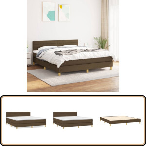 vidaXL - Boxspring - met - matras - stof - donkerbruin - 180x200 - cm