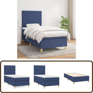 vidaXL Boxspring - Blauw - 80x200 cm - Inclusief Matras Boxspringbed - Boxspring - Slaapkamerinrichting - Bed - Tweepersoonsbed