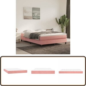 vidaXL Pocketveringmatras 140x190x20 cm roze Pocketveringmatras - Fluweel Matras - Zachte Matras - Ondersteunende Matras - Slaapcomfort