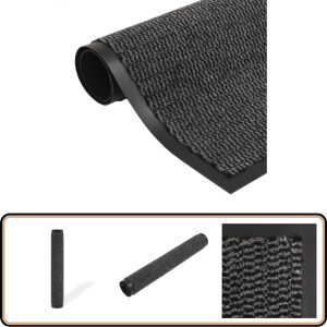 vidaXL Droogloopmat - Rechthoekig - 40x60 cm - Antraciet Droogloopmat - Deurmat - Vloermat - Anthraciethout - Interieurdecoratie