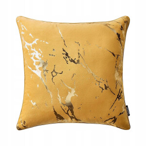 Luxe Velours Sierkussenhoes Lanai 45x45cm Mosterdgeel met Gouden Accent