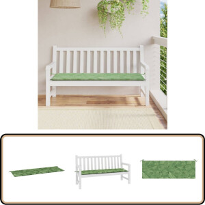 vidaXL Tuinbankkussen 150x50x3 cm bladpatroon Tuinbankkussent - Tuinkussen - Oxford Stof - Waterdicht - Buitenkussen
