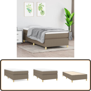 vidaXL Bedframe 90x190 cm - Stof Taupe Boxspring Frame - Bed Frame - Tweepersoons Bed - Taupecolor - Stoffen Bed
