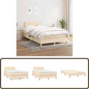 vidaXL Boxspring - Crème - 120x200 cm - Inclusief Matras Boxspringbed - Boxspring - Cremekleurig Bed - Tweepersoonsbed - Pocketveermatras