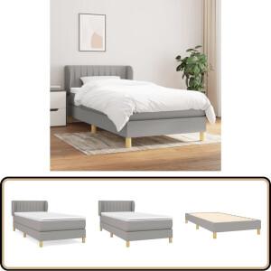 vidaXL Boxspring met matras - Lichtgrijs 90x200 cm Boxspring - Slaapcomfort - Boxspringbed - Tweepersoonsbed - Pocketed Veren