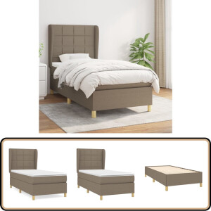 vidaXL Boxspring - Matras - Taupe - 100x200 cm Boxspringbed - Boxspring - Tweepersoonsbed - Slaapcomfort - Taupecleur