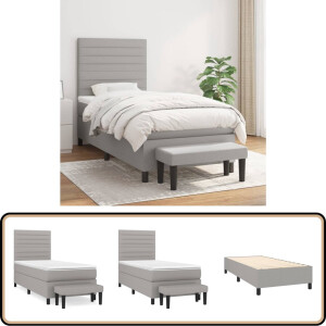 vidaXL Boxspring met matras - Lichtgrijs - 100x200 cm Boxspringbed - Boxspring - Slaapkamerinrichting - Tweepersoonsbed - Grijs Bed