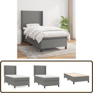 vidaXL Boxspring met Matras Donkergrijs 100x200 cm Boxspringbed - Boxspring - Donkere Grijze Boxspring - Slaapcomfort - Pocketveer Matras