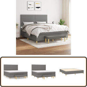 vidaXL Boxspring - Donkergrijs - Inclusief Matras - 180x200 cm Boxspringbed - Donkere Kleuren - Slaapcomfort - Pocketvering - Adjustable Headboard