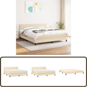 vidaXL Boxspring 180x200 cm - Crèmekleurig Boxspringbed - Boxspring - Tweepersoonsbed - Bed - Creme Kleurig Bed