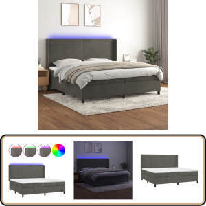 vidaXL Boxspring met LED - Fluweel - 200x200 cm Boxspring - Fluweel Bed - Led Lampje - Verstelbare Hoofdbord - Pocketveer Matras