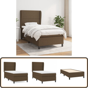vidaXL Boxspring - Donkerbruin - 90x200 cm Boxspringbed - Boxsprings - Slaapkamer Meubilair - Tweepersoons Bed - Donkere Kleuren