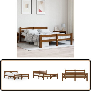 vidaXL - Bedframe - massief - grenenhout - honingbruin - 120x200 - cm