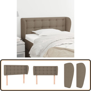 vidaXL Hoofdbord met randen - 93x23x78/88 cm - Taupe Hoofd Bord - Hoofdeinde - Beddecoratie - Slaapkamers - Stoffen Hoofdbord