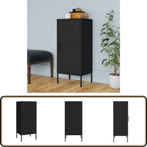 vidaXL Stalen Opbergkast Zwart 42,5x35x101,5 cm Opslagkast - Metalen Kast - Staalkast - Industriële Kast - Zwarte Kast