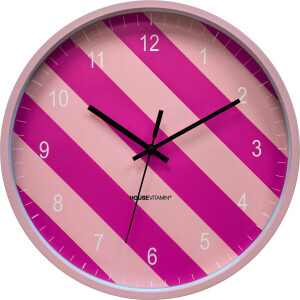 Housevitamin- Klok - Wandklok - Streep Patroon - Roze-34x4x34cm