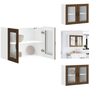 vidaXL Keuken Wandkast - Keuken Wandkasten - Keuken Wandmeubel - Gemonteerde Wandkast - Keukenwandkast met glazen deur bewerkt hout bruin eikenkleur