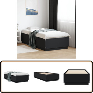 vidaXL Bedframe - Hout - Zwart - 90x190 cm Bedframe - Modern Bed - Houten Bed - Zwart Bed - Tweepersoons Bed