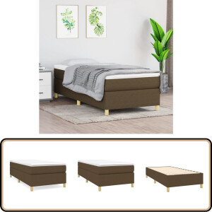 vidaXL Boxspring met matras - Donkerbruin 90x190 cm Boxspringbed - Donkere Bruine Boxspring - Tweepersoons Bed - Pocketveer Matras - Middelhard Matras