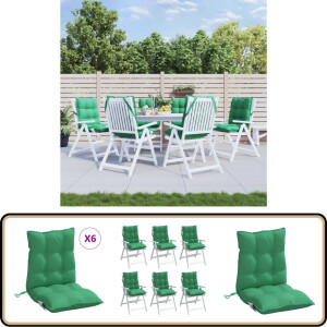 vidaXL Stoelkussens 6 stuks - Lage rug - Groen Stoelkussens - Oxford Stof - Lounge Stoffen - Buitendecoratie - Tuinkussens