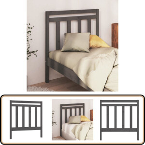 vidaXL Hoofdbord 95x4x100 cm massief grenen grijs Houten Hoofdbord - Hoofdeinde - Grieze Hoofdbord - Massief Grenenhout - Slaapkamersdecoratie