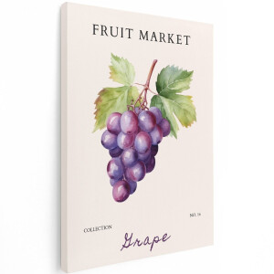 Artaza Canvas Schilderij Druiven - 60x80 cm - Wanddecoratie Keuken - Muurdecoratie Fruit - Decoratie Vintage Aquarel - Paars