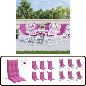 vidaXL Stoelkussens - Hoge Rug - Roze - 6 stuks Stoelkussens - Tuinstoel - Terrasdecoratie - Outdoor Accessoires - Comfort