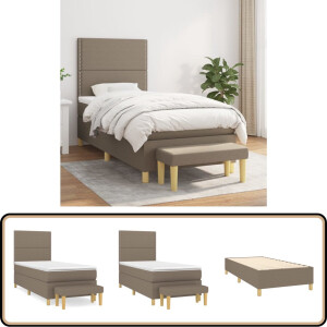 vidaXL Boxspring met matras - Taupe - 90x190 cm Boxspringbed - Pocketvering Matras - Middelhard - Taupe - Bedbank