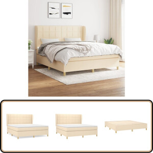 vidaXL Boxspring - crèmekleurig - 160x200 cm Boxspringbed - Bed Frame - Boxspring - Creme Kleur - Larikshout
