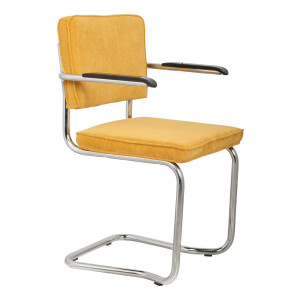 Eetkamerstoel Ridge Met armleuning, Kink, Ribstof, kleur Geel