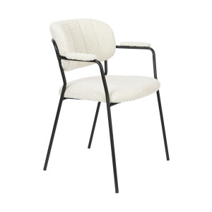 ZILT Eetkamerstoel 'Maris' Met armleuning, Bouclé, kleur Crème