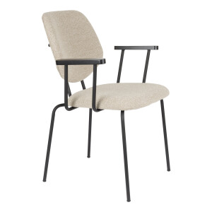 ZILT Eetkamerstoel 'Lora' Met armleuning, Bouclé, kleur Beige