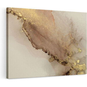 Artaza Canvas Schilderij Abstract Goud - 120x80 cm - Groot - Wanddecoratie Woonkamer - Muurdecoratie Abstracte Kunst - Decoratie Beige