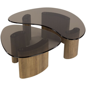 Giga Meubel Salontafel Tinto - Organisch Brons Glas - Set van 2