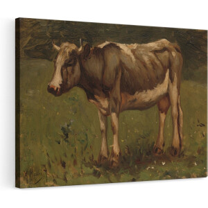 Artaza Canvas Schilderij Koe - 120x80 cm - Groot - Wanddecoratie Dieren - Muurdecoratie Landschap - Schilderijen Op Canvas Natuur
