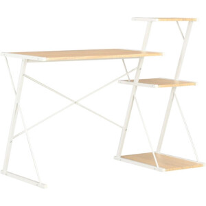 vidaXL - Bureau - met - schap - 116x50x93 - cm - wit - en - eikenkleurig