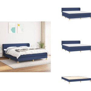 vidaXL Boxspring - Boxsprings - Bed - Slaapmeubel - Boxspring met matras stof blauw 160x200 cm