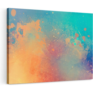 Artaza Canvas Schilderij Abstracte Kunst - Acryl met Blauw en Oranje - 120x80 - Groot - Foto Op Canvas - Wanddecoratie Woonkamer