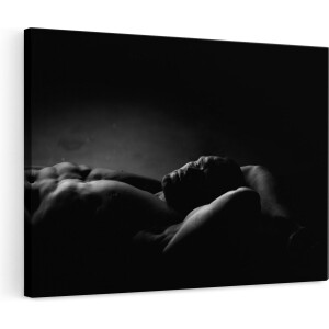 Artaza Canvas Schilderij Naakt Man - 120x80 cm - Groot - Wanddecoratie Kunstfotografie - Muurdecoratie Slaapkamer - Schilderijen Op Canvas