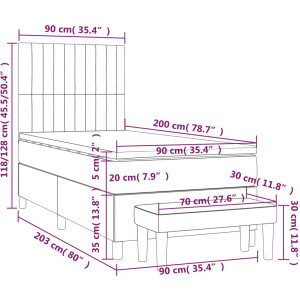 vidaXL - Boxspring - met - matras - stof - taupe - 90x200 - cm