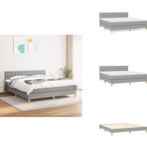 vidaXL Boxspring - Boxsprings - Bed - Slaapmeubel - Boxspring met matras stof lichtgrijs 180x200 cm