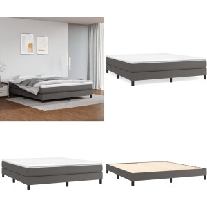 vidaXL - Boxspring - bed - kunstleer - grijs - 160x200 - cm