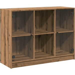 vidaXL - Dressoir - 102x37x75,5 - cm - bewerkt - hout - artisanaal - eikenkleurig