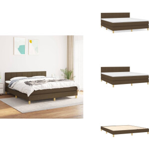 vidaXL Boxspring - Boxsprings - Bed - Slaapmeubel - Boxspring met matras stof donkerbruin 180x200 cm
